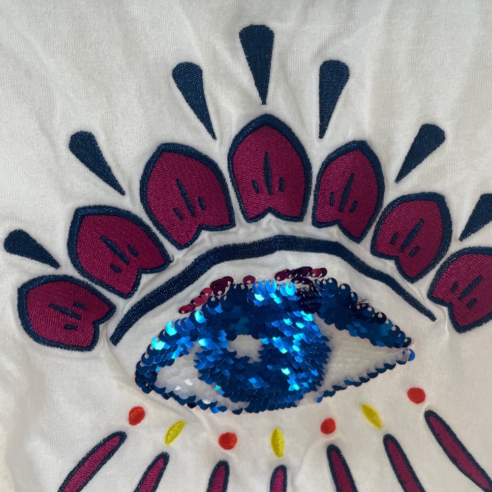 Kenzo Kids White Eye Graphic Long Sleeve Shirt little girl 6Y/116cm
